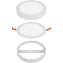 Alcapower LED-Panel Rund 18W CCT wählbar 3000K-4000K-6000K Einbau oder Aufbau Ø225mm Klasse II IP20