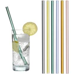 TFA Dostmann Trinkhalme aus farbigem Glas 21 cm Trinkhalme 21 cm 6er Set Glas Bunt 14.2019.06