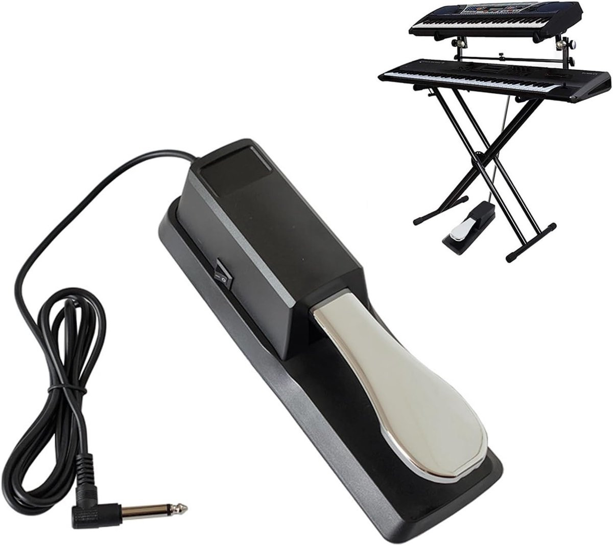 Duurzaam keyboardpedaal voor piano en e-piano met antislip onderkant en 6,5 mm plug, geschikt voor synthesizers en elektronische toetsenborden