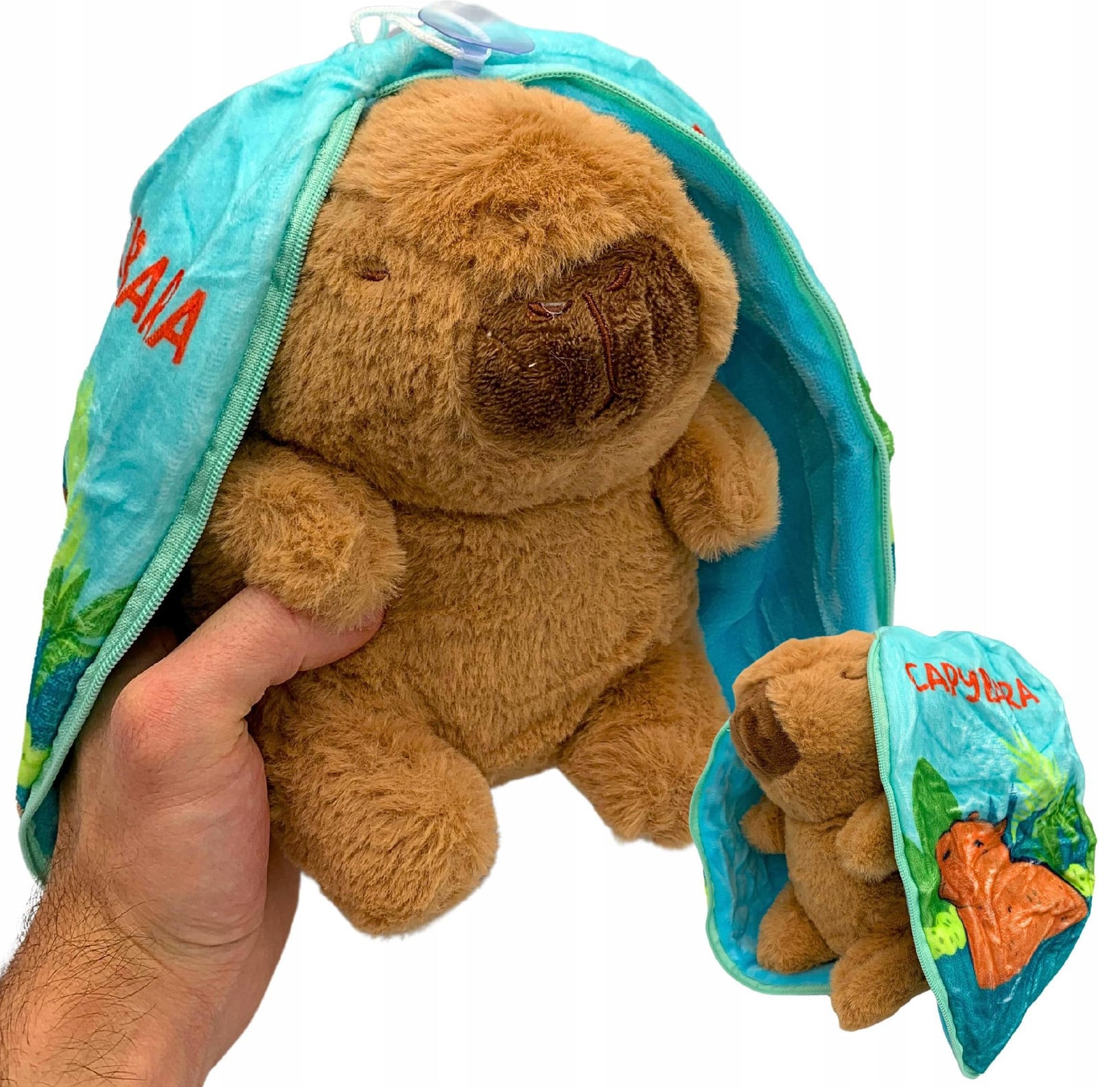 SkibiStore Kapibara pluche knuffel met verrassingsoortjes, 20 cm