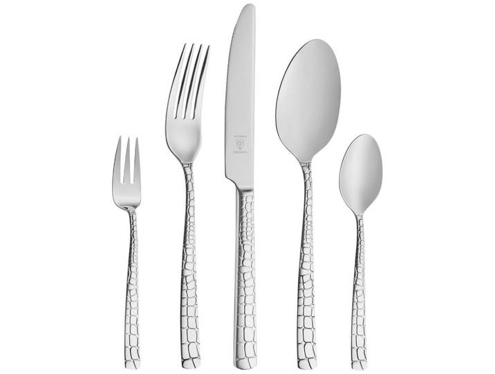 Justinus Besteckset Croco, Edelstahlfarben, Metall, 30-teilig, lebensmittelecht, Besteck, Besteck-Sets