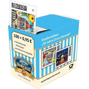 DeutschePost Briefmarken Set, 100 Stück à 95cent, 50 Jahre Roncalli, Standardbrief/Postkarte,selbstklebend