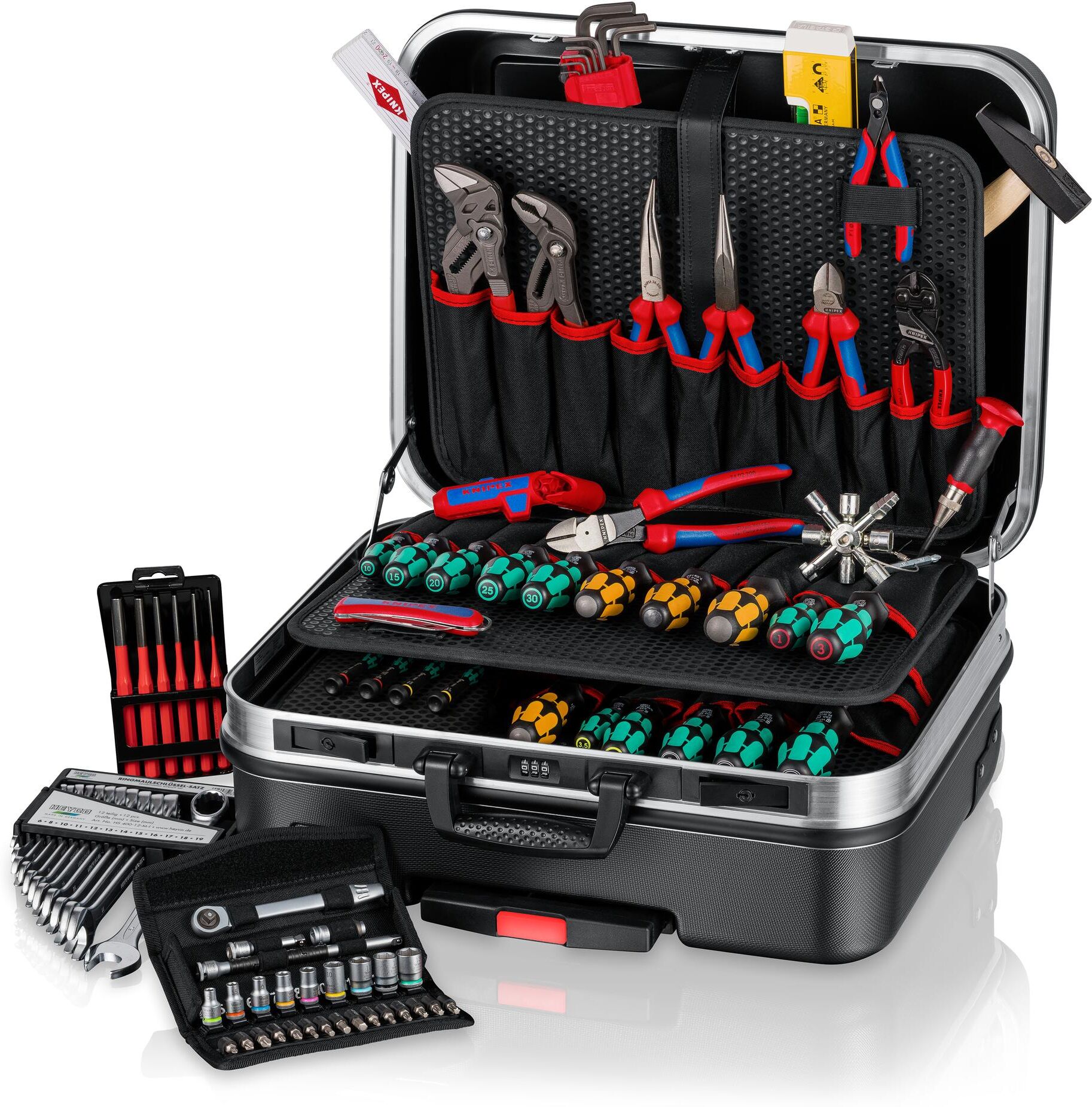 Werkzeugkoffer KNIPEX "BIG Basic Move Mechanik, 90-teilig", grau, B:43cm H:28cm T:51,5cm, Aluminium, Aufbewahrungsboxen, Werkzeugkoffer grau Einheitsgröße