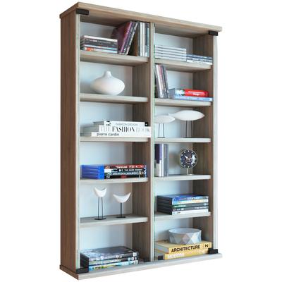 Media-Regal VCM "Holz CD DVD Wandregal Schrank Zuntisa Glastür", braun (sonoma, eiche (sägerau)), B:60cm T:18cm, Regale