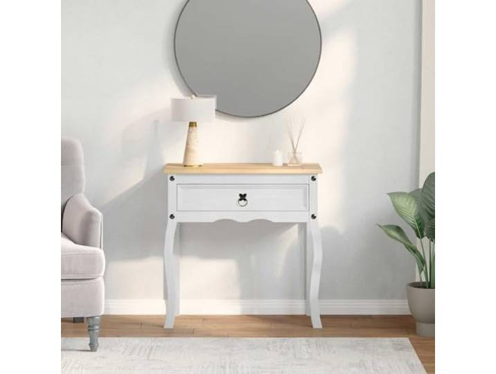 KPOUTRFG Konsolentisch Weiß 73 x 35 x 73 cm Massives Kiefernholz Massives Kiefernholz, matte Oberfläche, pflegeleicht, vielseitig einsetzbar, natürliche Maserung