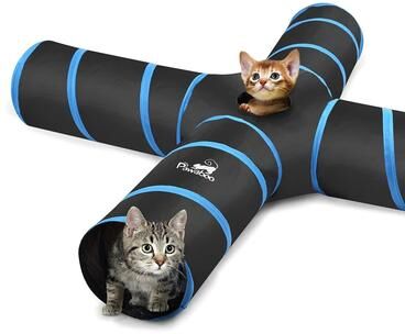 Uplift Picks Pawaboo Collapsible Cat Tunnel Toy With Balls Bells And Interactive Maze Play blue 4 Ways