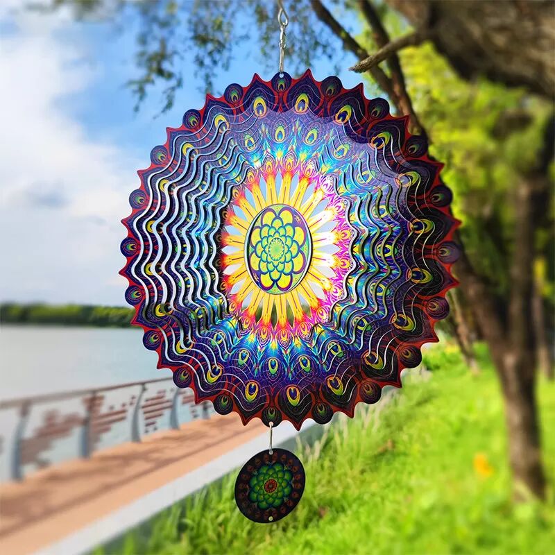INF 3D Rotierendes Mandala Windspiel - Blau Lila