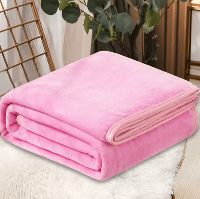 Inspire Curations Soft Coral Fleece Travel And Bed Blanket pink 100x150cm