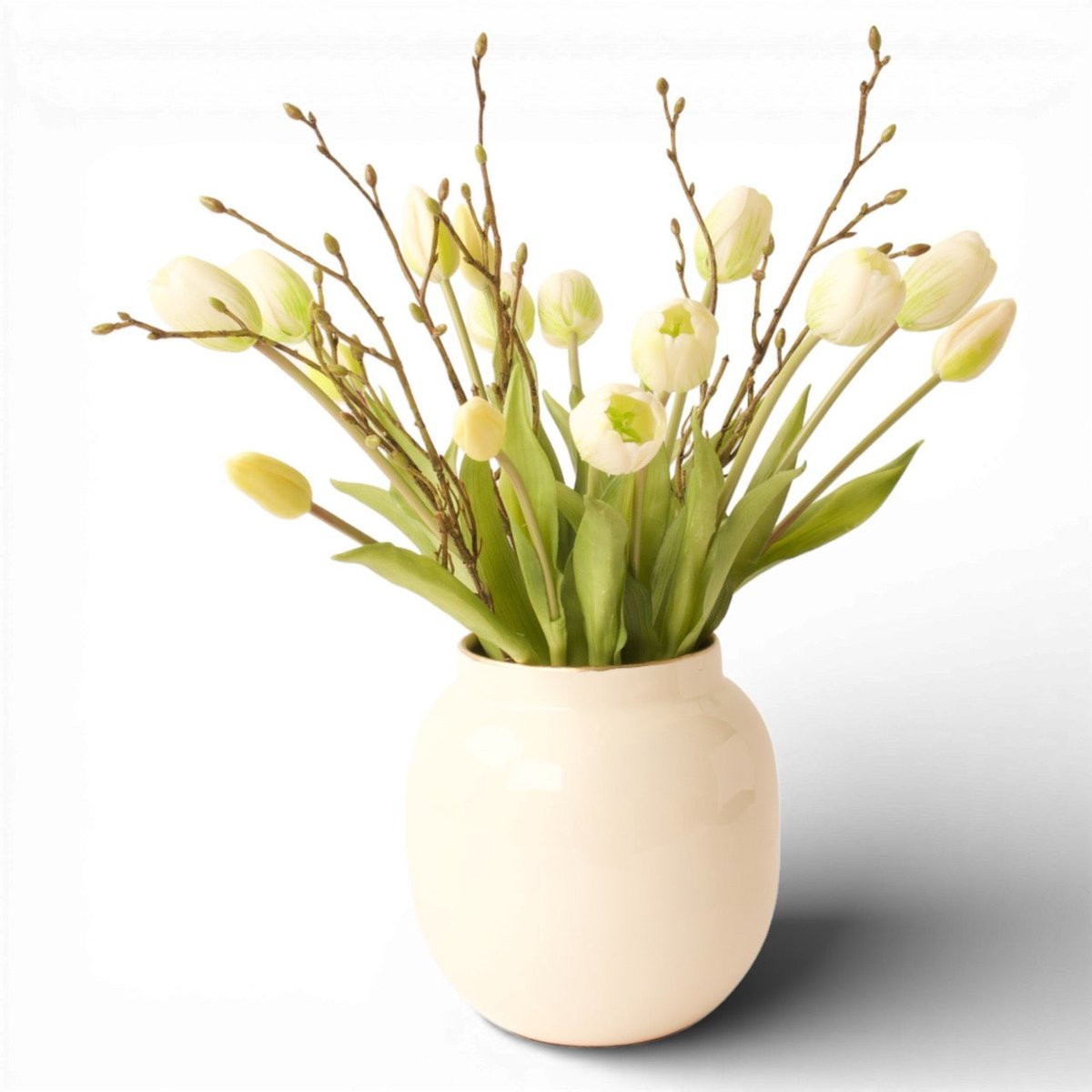 WinQ Gebonden Boeket Witte Tulpen met Tillia Kunstbloemen