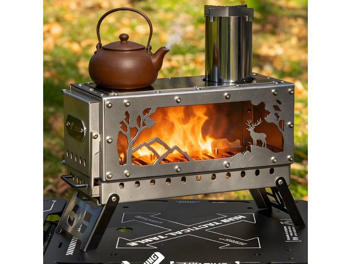 Réchaud à bois pliable pour camping IGT, chauffage extérieur 0,5 unité, pour tentes, ustensiles de cuisine portables