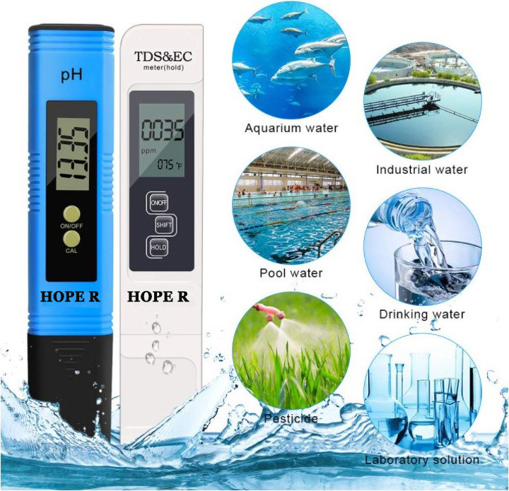 HOPE R pH-meter met automatische kalibratie en TDS & EC digitale pH- en waterkwaliteitstestset