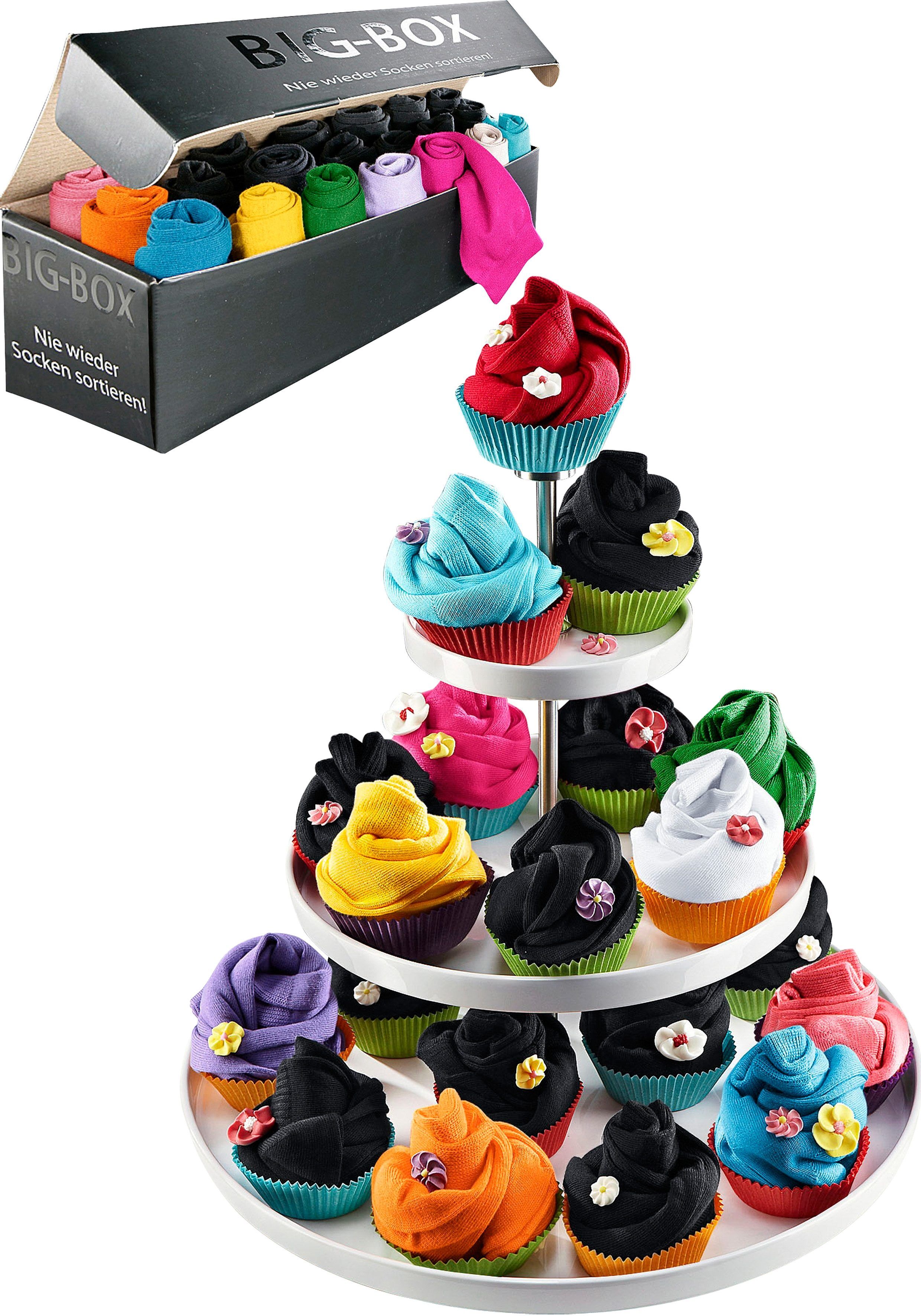 Basicsocken GO IN "Damensocken in der Grosspackung", Damen, Gr. 39-42, bunt (10x bunt, 10x schwarz), Baumwolle, Baumwollmischung, Elasthan, Polyamid, unifarben, elastisch, Socken Basicsocken, in der Big-Box 10x bunt, 10x schwarz 39-42