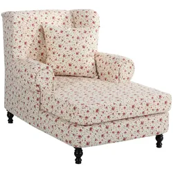 SESSEL XXL Karley Bezug Flachgewebe Buche nussbaum dunkel / geblümt beige