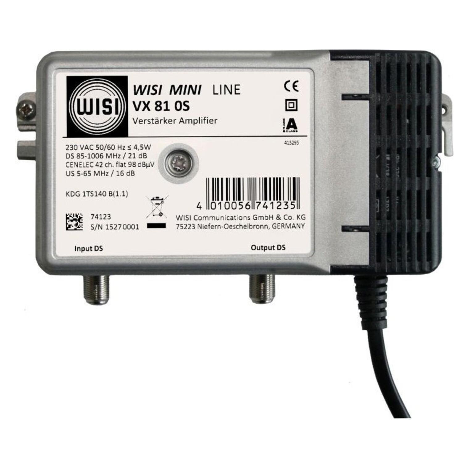 WISI Verstärker VX 81 0S BK 1GHz 18-21dB Regler integriert, zertifiziert für KDG (Verstärker) (74123)