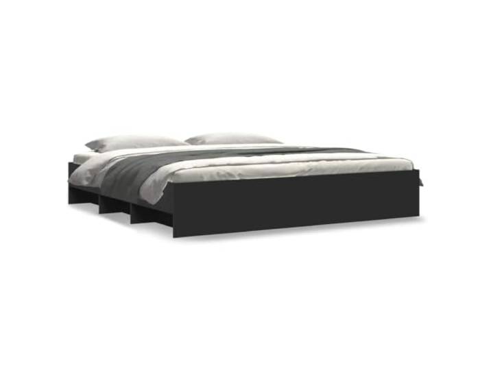 PUGYNBK Bett ohne Matratze, 180 x 200 cm, Holztechnik, Schwarz Lattenrost, offene Fächer, feuchtigkeitsbeständig, für Schlafzimmer