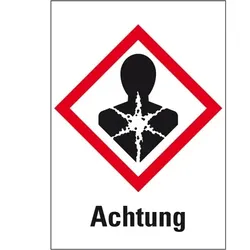 König Werbeanlagen Dreifke® Aufkleber I Gefahrensymbol Gesundheitsgefahr GHS 08, Achtung, Folie, 148x210mm, GHS-Verordnung
