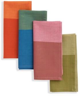 "CHIC Banded Napkins by Sustainable Threads   100% Cotton   Handmade   Fairtrade   16x16 inch (Set of 4) - 16""x16"""