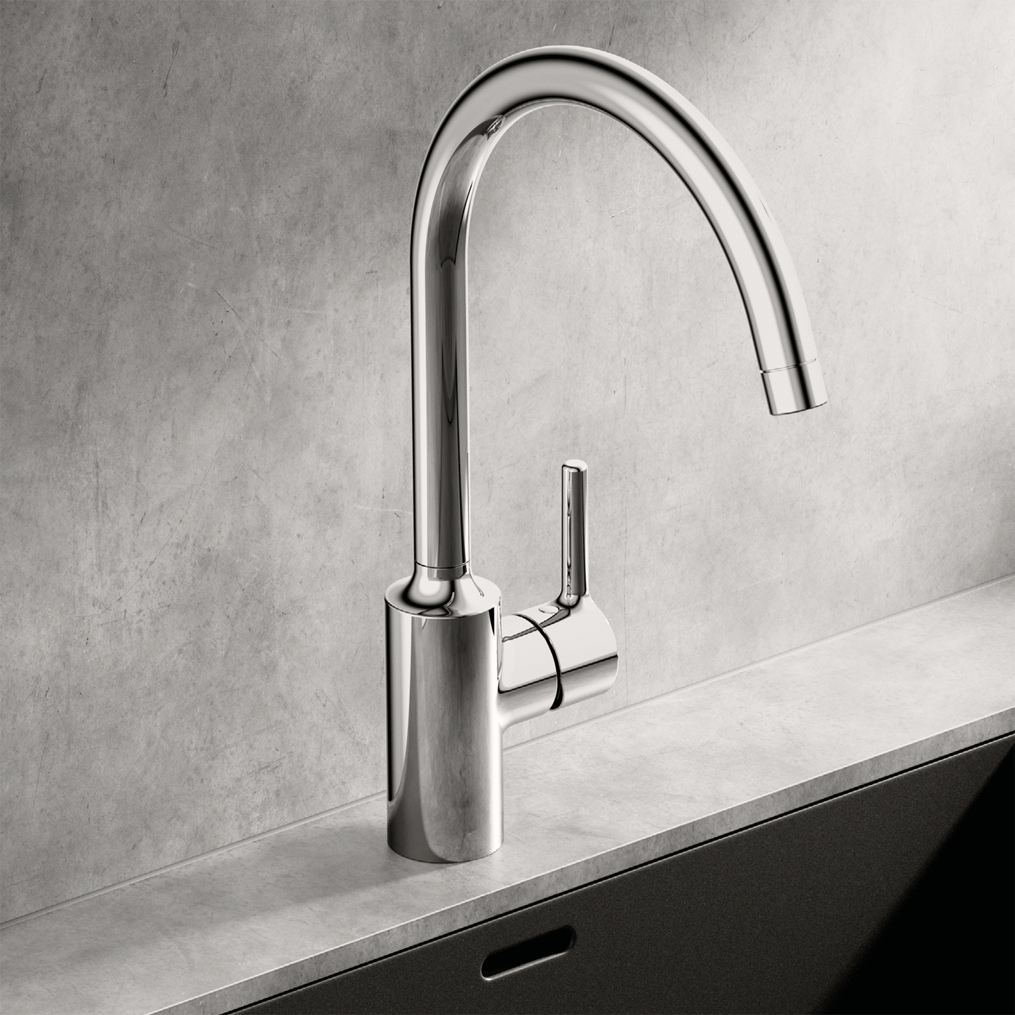 Robinet de cuisine Hansa HANSAVANTIS 52211167 à commande latérale, basse pression, saillie 247 mm, chromé