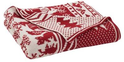 Saro Lifestyle Knit Throw With Christmas Tree and Reindeer Design