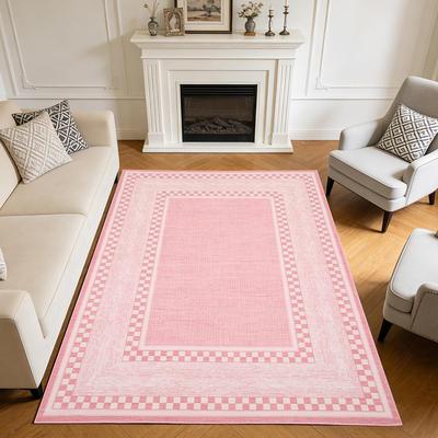 Garvee Checkered Runner Rug, Washable Non Slip Low Pile Rug for Bedroom Living Room