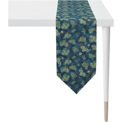 Tischband APELT "9530 WINTERWELT, Weihnachtsdeko, Weihnachten", bunt (blau, grün, bunt), B:25cm L:175cm, Baumwolle, Tischdecken, Digitaldruck