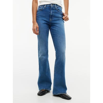Bootcut-Jeans TOMMY JEANS "SYLVIA HIGH RISE BOOTCUT DJ0239", Damen, Gr. 28, Länge 30, denim medium, Denim/Jeans, Obermaterial: 98% Baumwolle, 2% Elasthan, Abriebeffekte, bootcut fit lang, Jeans, Baumwollmischung