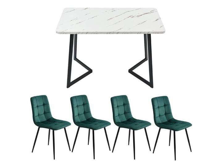 Epaississement matériel résistant à la corrosion 117cm table à manger avec 4 chaises table à manger rectangulaire cuisine moderne
