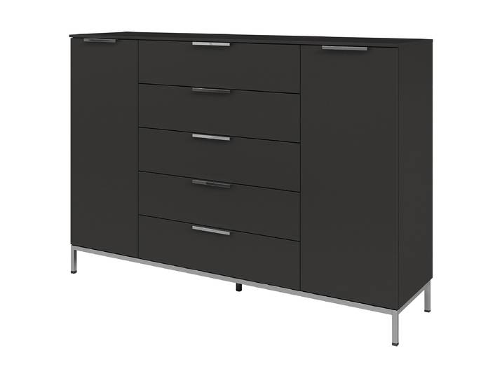 Buffet Flipp avec structure - 111 cm 160cm Noir/Noir/Argenté