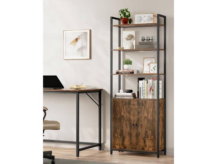 Regal Niolon mit Tür Front & Korpus: Spanplatte, beschichtet Gestell: Stahl, pulverbeschichtet Schwarz/Braun 60cm