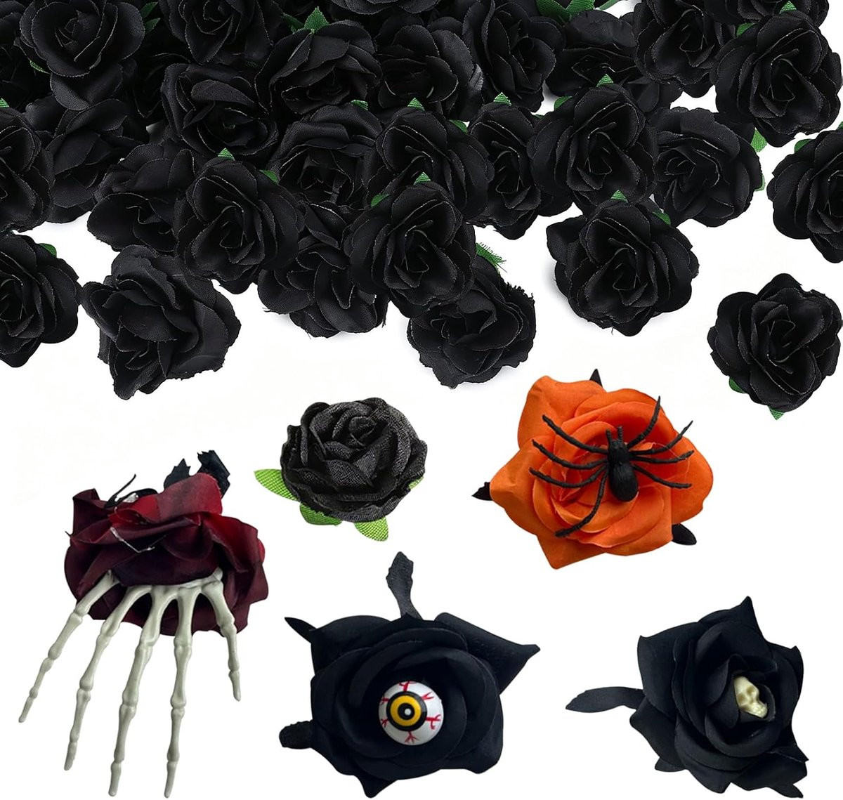 24 stuks Terror kunstbloemen donkere bloemen decoratie voor Halloween