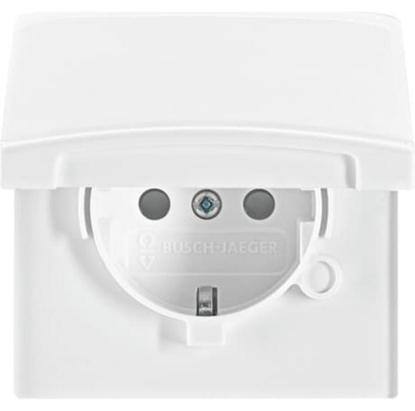 Busch-Jaeger stopcontact met klapdeksel, kinderbeveiliging, IP44, alpinwit