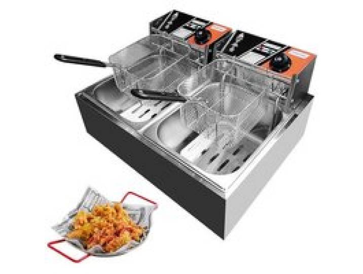 Professional Friteuse Double Fryer Électrique Inox 2 x 6 L Appareil De Cuisson Pour Frites Livré Avec Panier à Friture