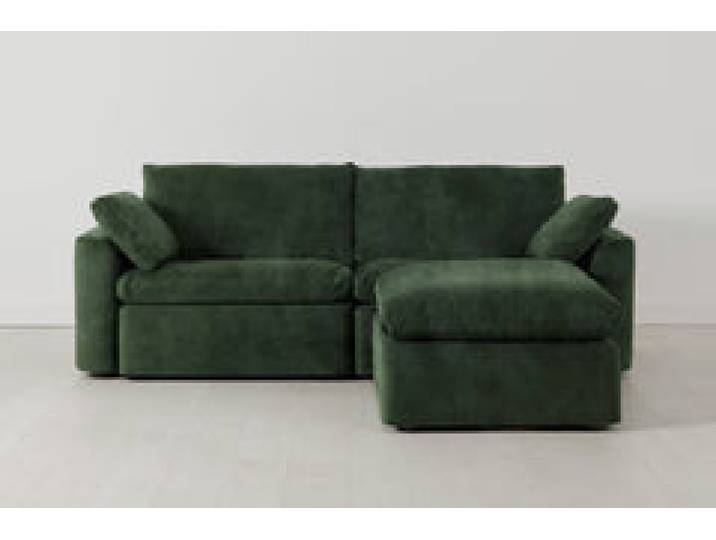 Model 13 Dreisitzer-Sofa mit Chaiselongue rechts, Tannengrün