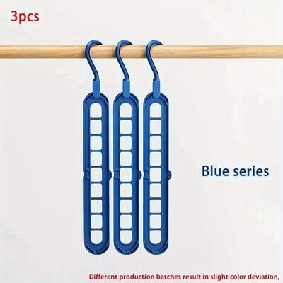 Uplift Picks Space Saving Hangers Foldable Clothes Hanger Multi Layer Closet Organizer Set blue