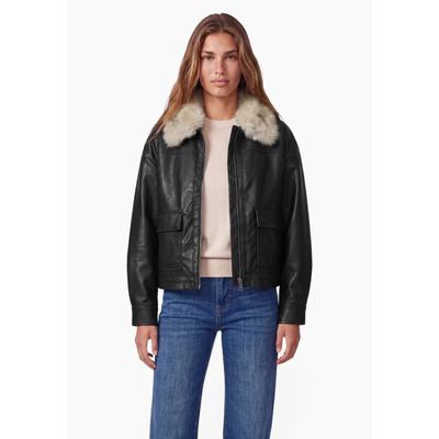 Lederimitatjacke STREET ONE STUDIO, Damen, Gr. 40, schwarz, Stoff, Grundmaterial: 100% Polyester. Beschichtung: 100% Polyurethan. Futter: 100% Polyester, unifarben, normal normal, V-Ausschnitt, abgesteppt, Jacken, aus Lederimitat