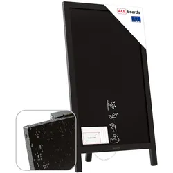 ALLboards Kundenstopper wasserfest, SCHWARZ, Aufsteller mit Kreidefläche, einseitig 78×44 cm, Werbeaufsteller