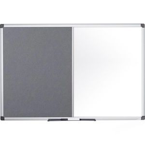 Bi-Office Kombitafel Maya XA0328170, 2 in 1, grau / weiß, Filz-Pinnwand & Whiteboard, mit Aluminiumrahmen, 90 x 60 cm