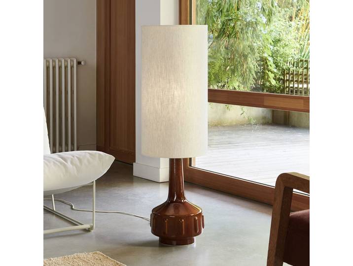 Jimmy Stehlampe braun/beige, Höhe 121 cm - MARKET SET - Wohnzimmer - Keramik - Mit Schirm