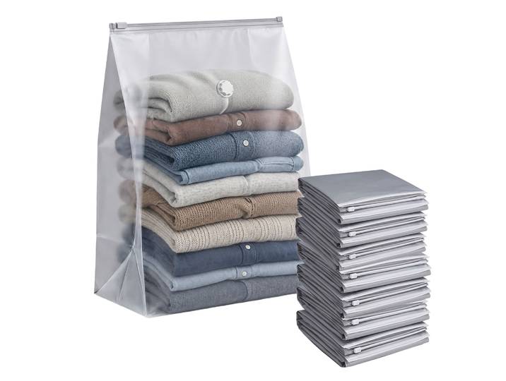 Relaxdays Sacs Sous-vide\, Lot De 8\, 100 X 80 Cm\, Sacs De Compression Pour Linge De Lit Et Vêtements\, Gris