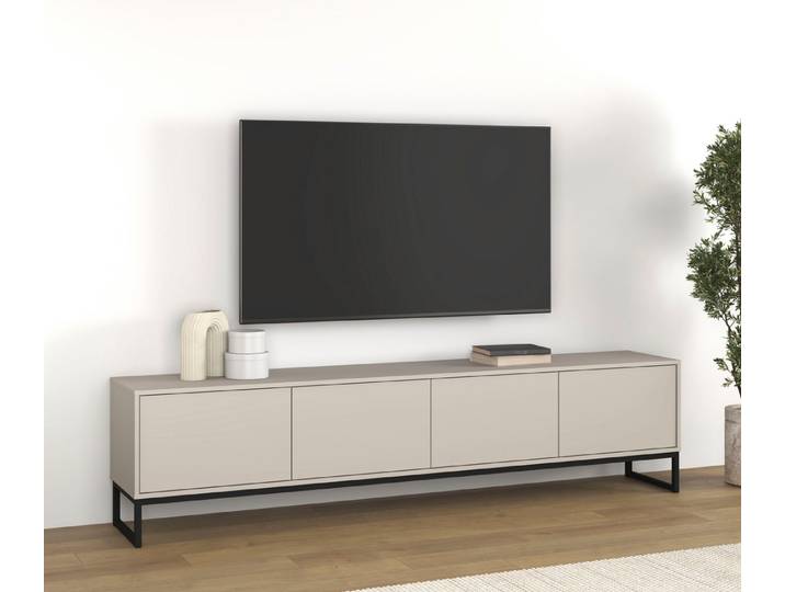 OTTO home Lowboard Olbia, Breite 208,5 cm, TV-Board 4 Klappen, Metallkufen, TV-Kommode mit 4 Klappen, push-to-open-Funktion