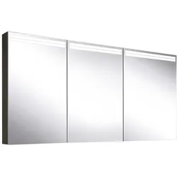 Schneider ARANGA TW Lichtspiegelschrank, 3 Türen 50/50/50, 1495x120x700mm, Lichtbänder oben, 160.551.01.44, Ausführung: CH-Norm/Korpus schwarz matt