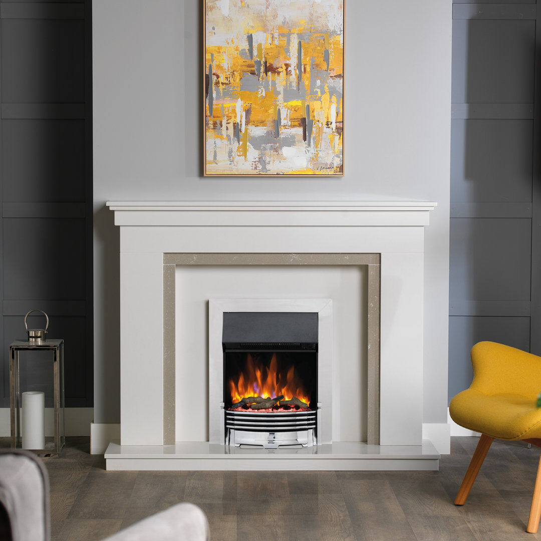 Dimplex Helmsdale Optiflame Electric Inset Fire, 52cm W Chrome 61.3cm H X 51.7cm W X 18cm D