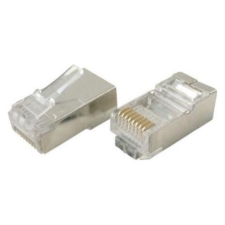 Tecline Modularstecker für Rundkabel, geschirmt, 8P8C (RJ45), VE: 10 RJ45 Stecker für Patchkabel (Netzwerkkabel Stecker) (39908016)