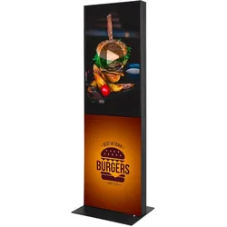 Digitale Infostele SLIM 43" schwarz - einseitig - Samsung - Digital Signage Display inklusive Mediaplayer, vorder und rückseitig mit Textildruck