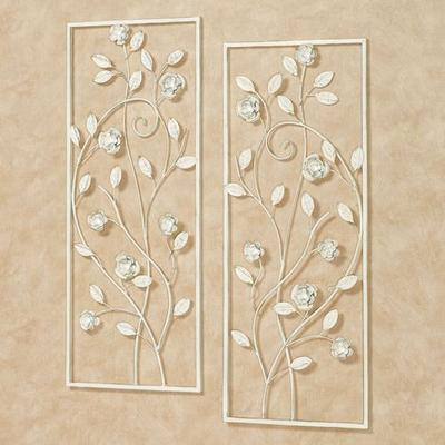 Touch of Class Charming Rose Wall Art Panels Ivory/Gold Set of Two, Set of Two, Ivory/Gold