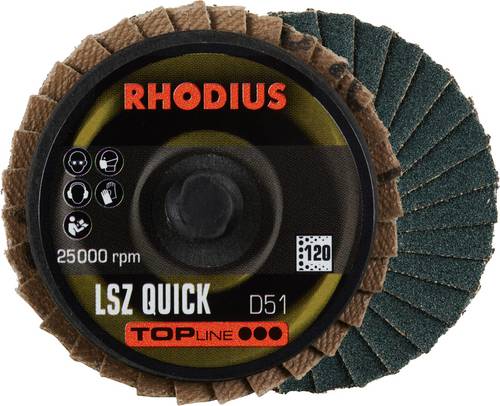 Rhodius 303933 LSZ QUICK Fächerschleifscheibe Körnung (num) 120 Edelstahl, Stahl, NE-Metalle 10St.