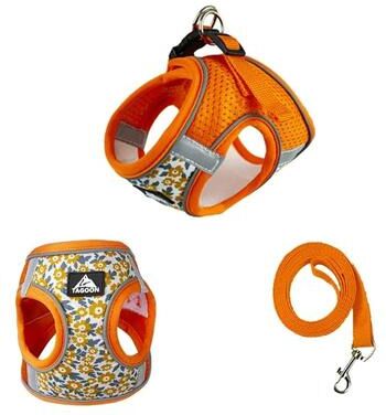 Uplift Essentials Reflective Mesh Anti Escape Pet Harness & Leash Set orange m