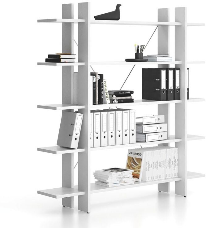 B2B Partner Büroregal, hoch, lang SOLID, 1800 x 400 x 1825 mm, weiß