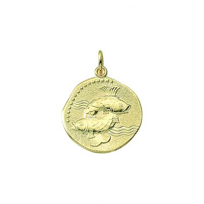 Kette mit Anhänger ADELIA´S "Damen & Herren 333 Gold Sternzeichen Anhänger Fisch Ø 18,2 mm", gold, Halsketten, Herren, Gold, Schmuckset - Set mit Halskette