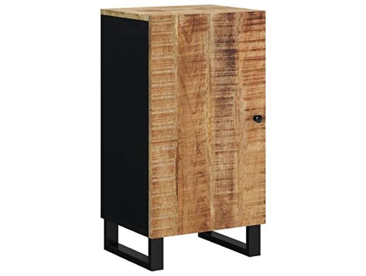 Roanoer Sideboard Massivholz Mango 40x31x75 cm Beistellschrank Tür Kompakter Flurschrank aus echtem Mangoholz mit flexibler Tür und stabilen Eisenbeinen für Wohnzimmer und Schlafzimmer.